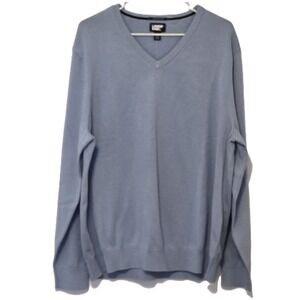 Lands' End Mens XL 46-48 V-Neck Sweater Blue 100% Supima Cotton‎ Long Sleeve New